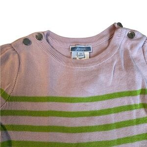 Jacadi Lilac and Lime Striped Knit Top